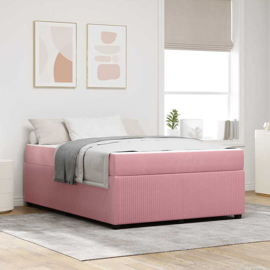 Bedframe met matras met matras Roze 160 x 200 cm Fluweel
