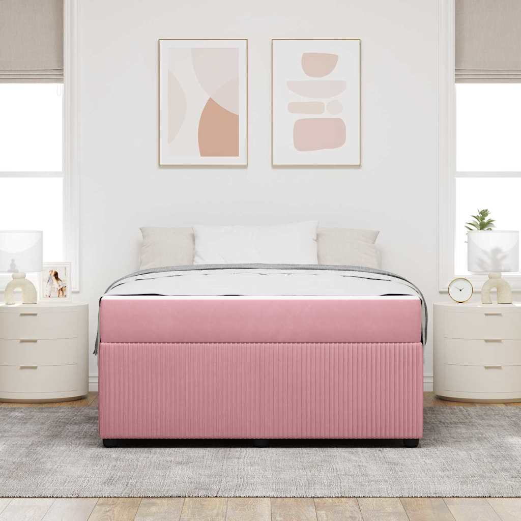 Bedframe met matras met matras Roze 160 x 200 cm Fluweel