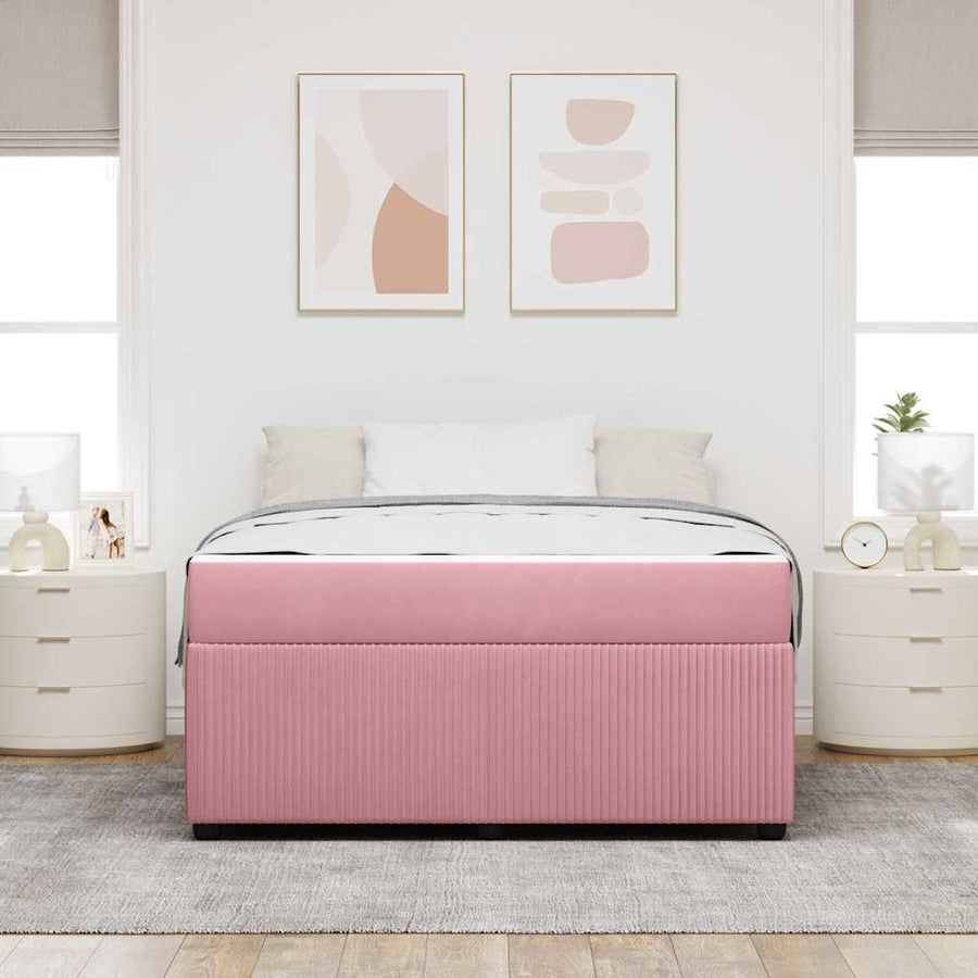 Bedframe met matras met matras Roze 160 x 200 cm Fluweel