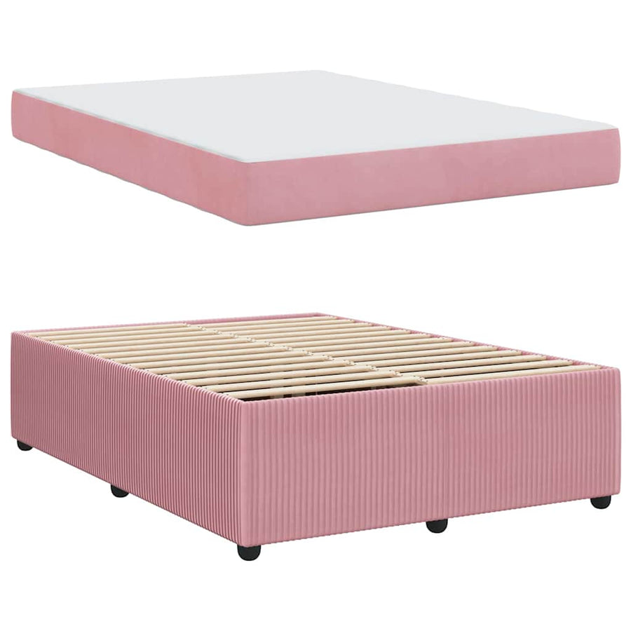 Bedframe met matras met matras Roze 160 x 200 cm Fluweel