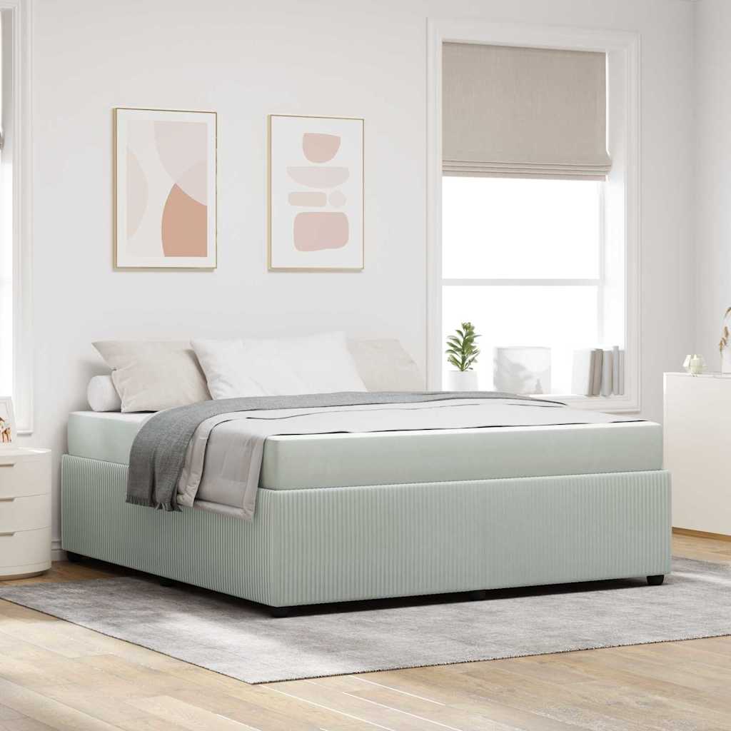 Bedframe met matras Lichtgrijs en Wit en Lichtgrijs Fluweel