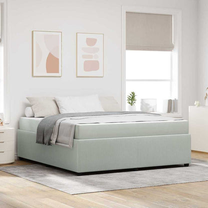 Bedframe met matras Lichtgrijs en Wit en Lichtgrijs Fluweel