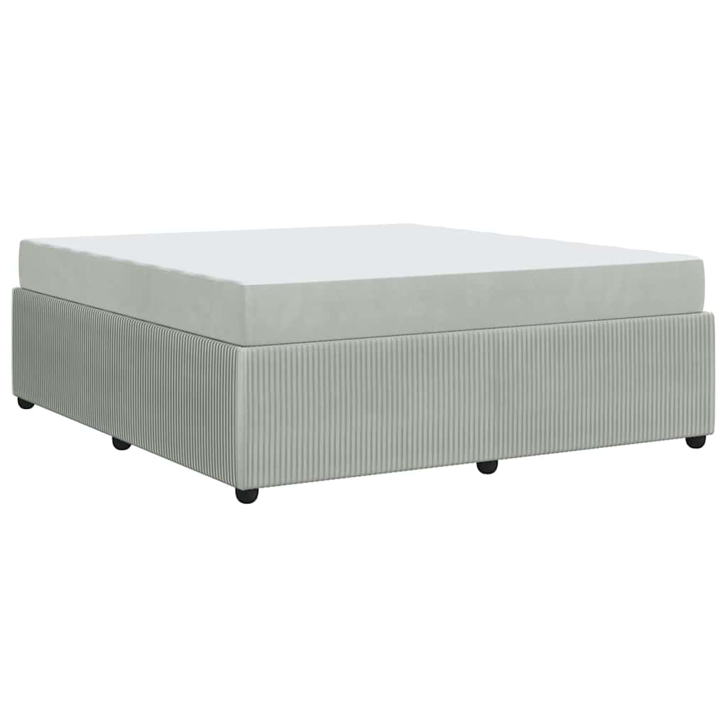 Bedframe met matras Lichtgrijs en Wit en Lichtgrijs Fluweel