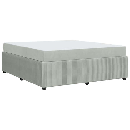 Bedframe met matras Lichtgrijs en Wit en Lichtgrijs Fluweel