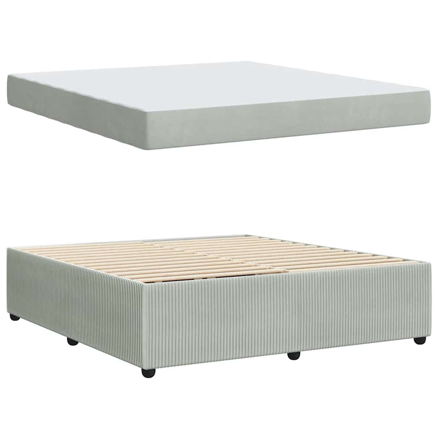 Bedframe met matras Lichtgrijs en Wit en Lichtgrijs Fluweel
