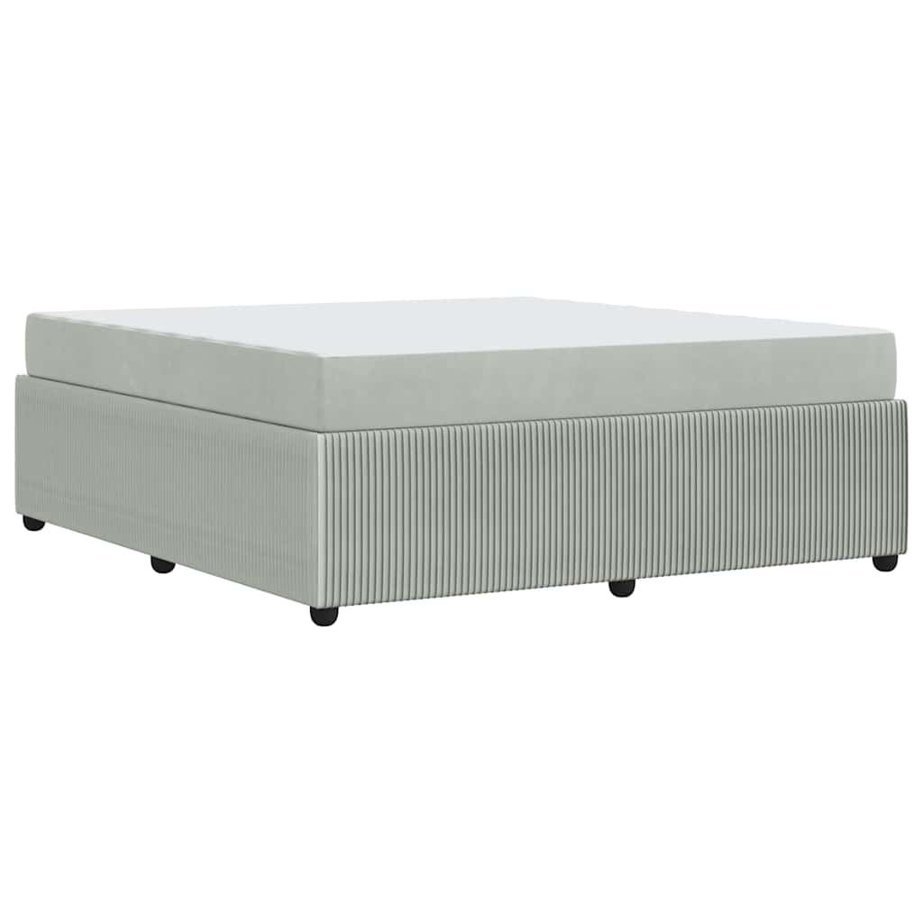 Bedframe met matras Lichtgrijs en Wit en Lichtgrijs Fluweel