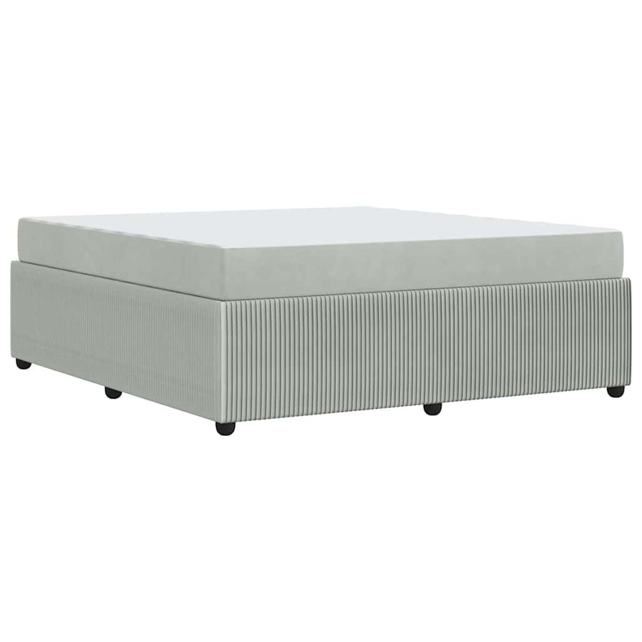 Bedframe met matras Lichtgrijs en Wit en Lichtgrijs Fluweel