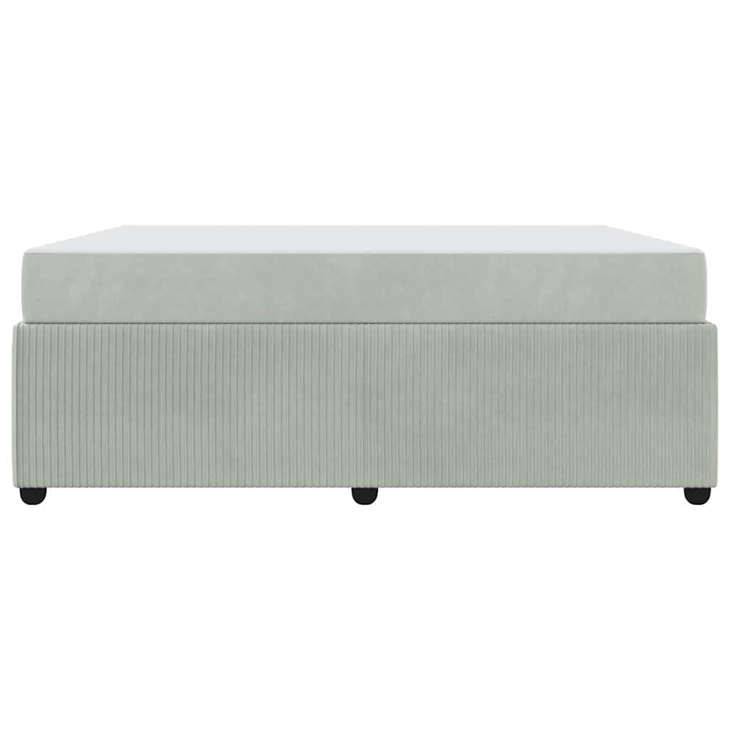 Bedframe met matras Lichtgrijs en Wit en Lichtgrijs Fluweel