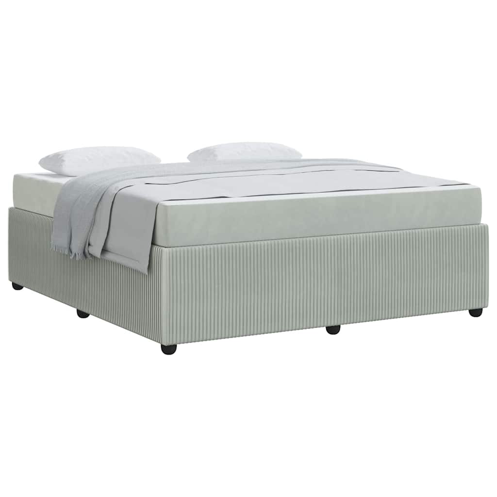 Bedframe met matras Lichtgrijs en Wit en Lichtgrijs Fluweel