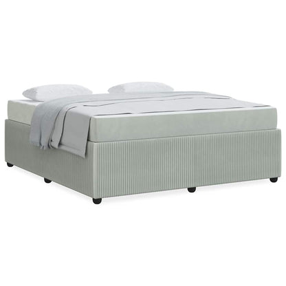 Bedframe met matras Lichtgrijs en Wit en Lichtgrijs Fluweel