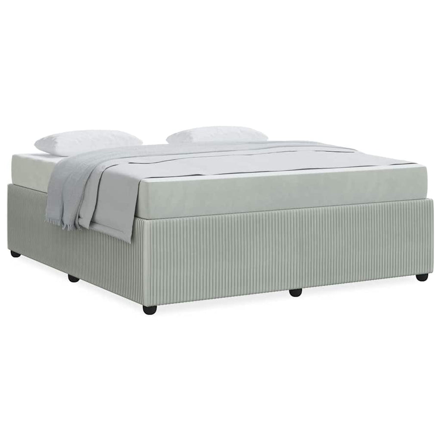 Bedframe met matras Lichtgrijs en Wit en Lichtgrijs Fluweel