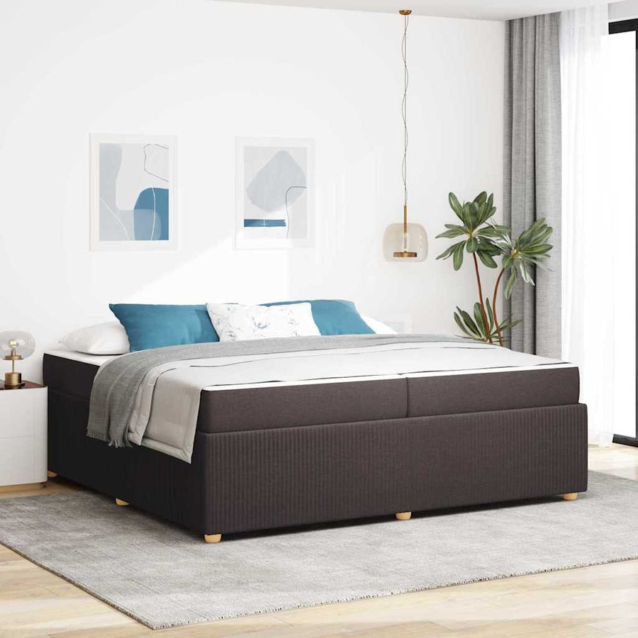 Bedframe met matras met matras Donkerbruin 200 x 200 cm Stof