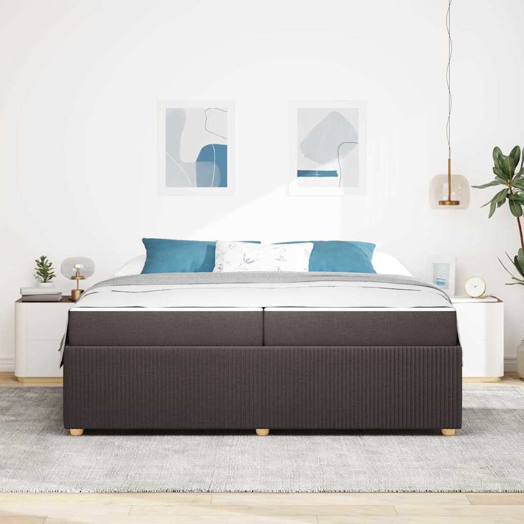 Bedframe met matras met matras Donkerbruin 200 x 200 cm Stof