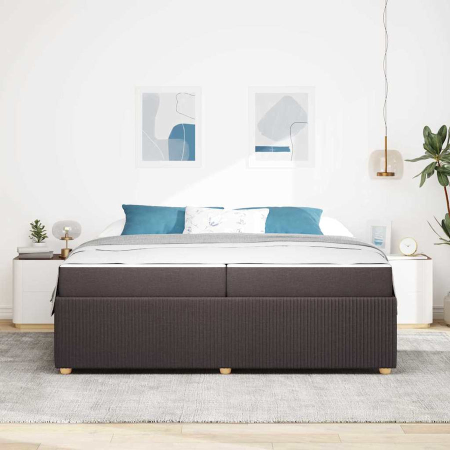 Bedframe met matras met matras Donkerbruin 200 x 200 cm Stof