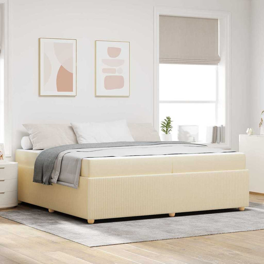 Bedframe met matras Crème 200 x 200 cm Stof