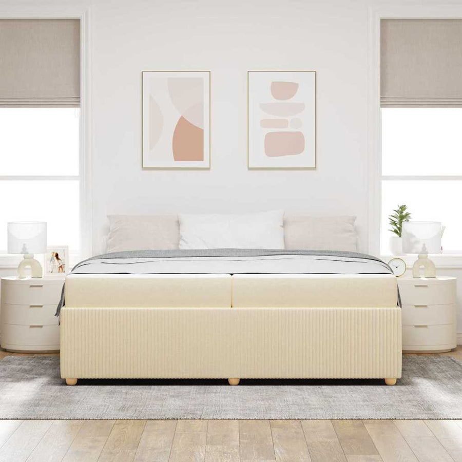Bedframe met matras Crème 200 x 200 cm Stof