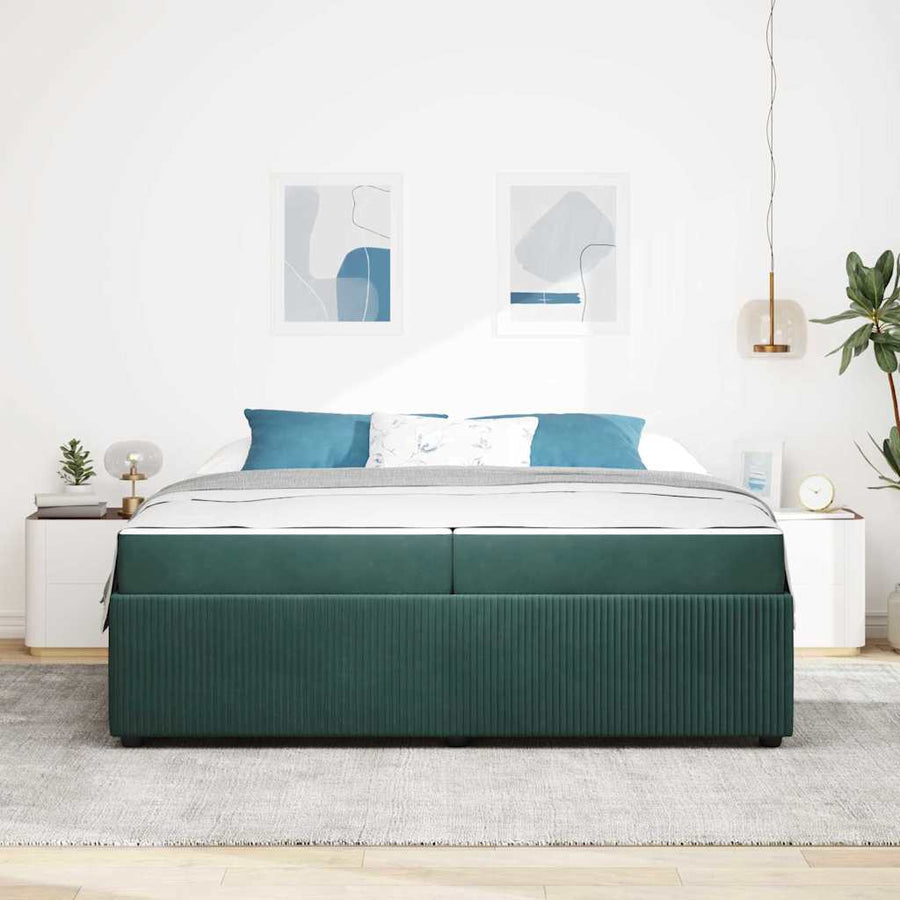 Bedframe met matras Anders Donkergroen 200 x 200 cm Fluweel