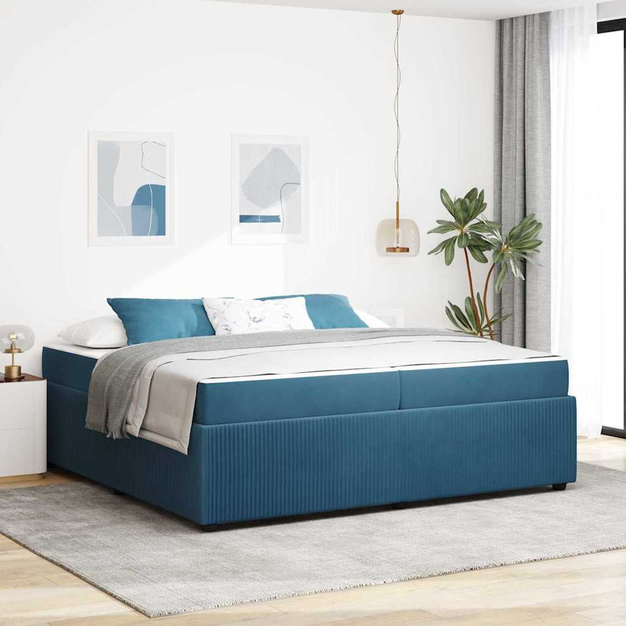 Bedframe met matras Blauw 200 x 200 cm Stof