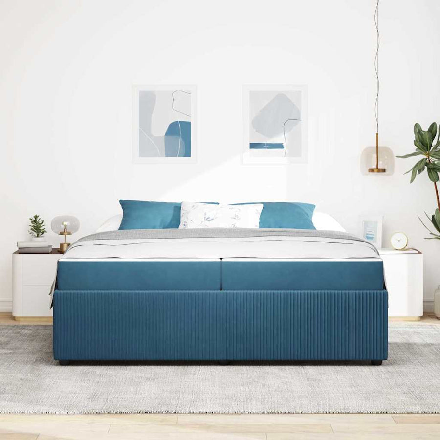 Bedframe met matras Blauw 200 x 200 cm Stof