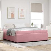 Bedframe met matras 200x200 cm roze stof