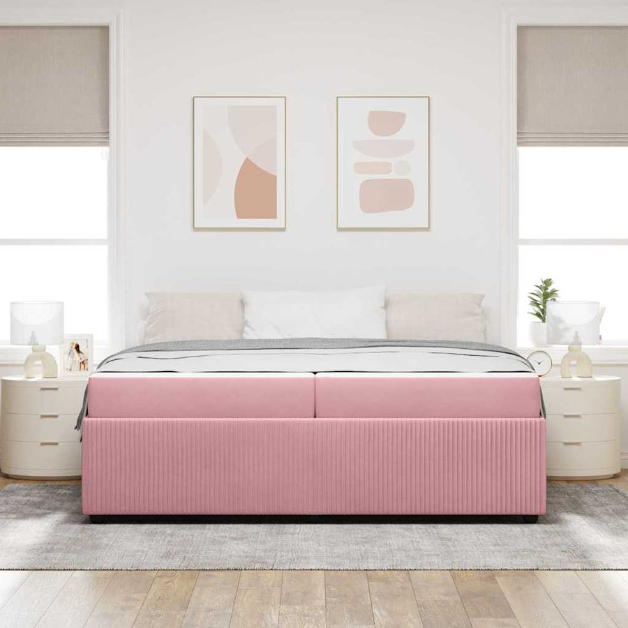 Bedframe met matras met matras Roze 200 x 200 cm Fluweel