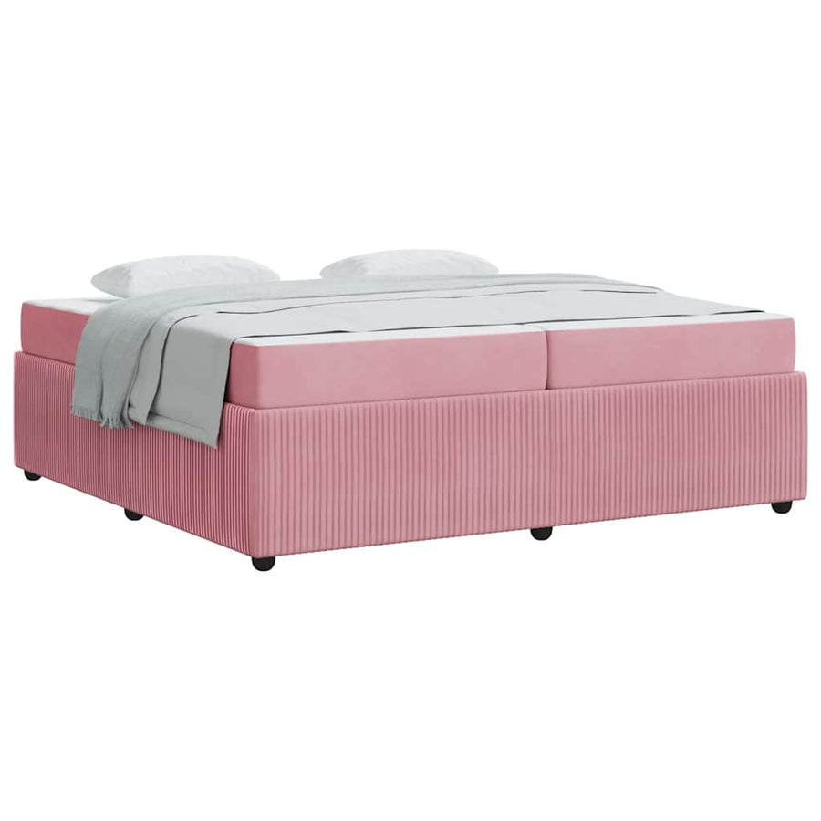 Bedframe met matras met matras Roze 200 x 200 cm Fluweel