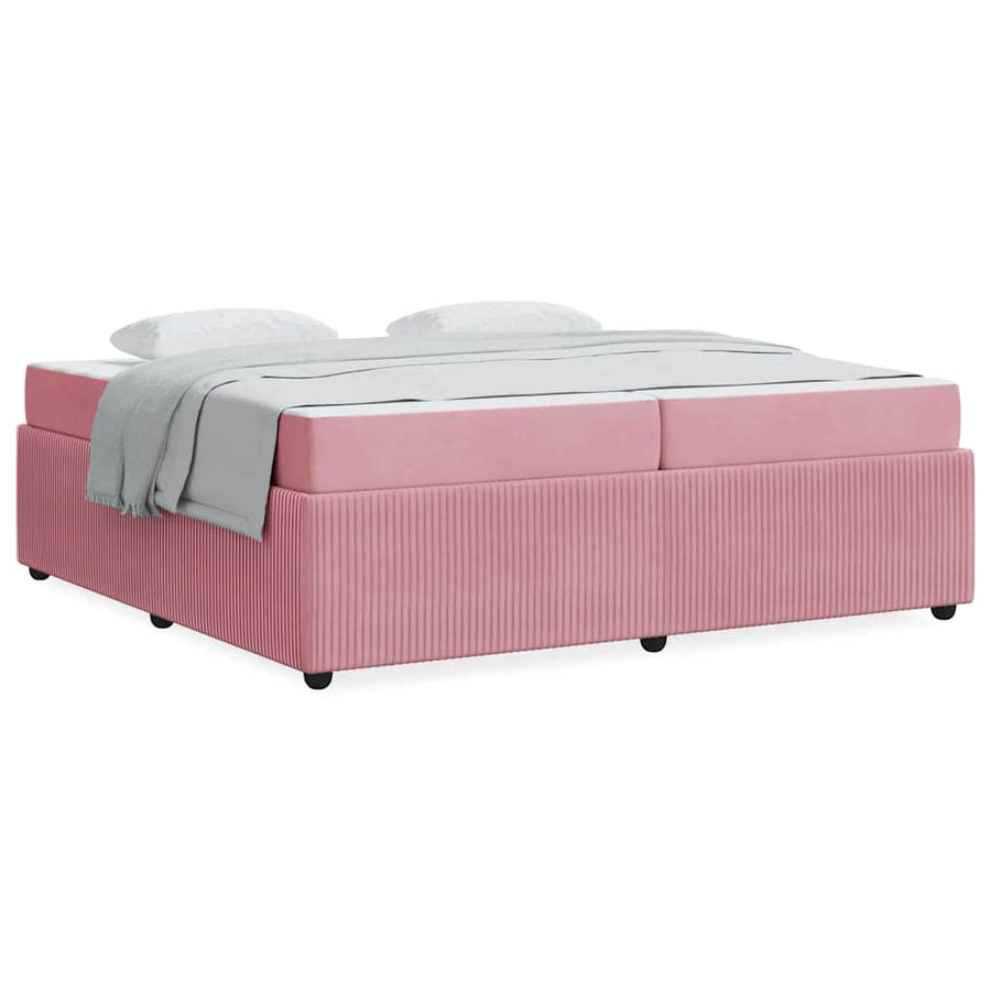 Bedframe met matras met matras Roze 200 x 200 cm Fluweel