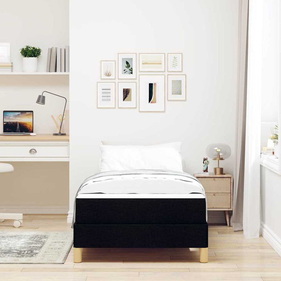 Boxspring bed Zwart, Bruin 80 x 200 cm Stof, Engineered Hout