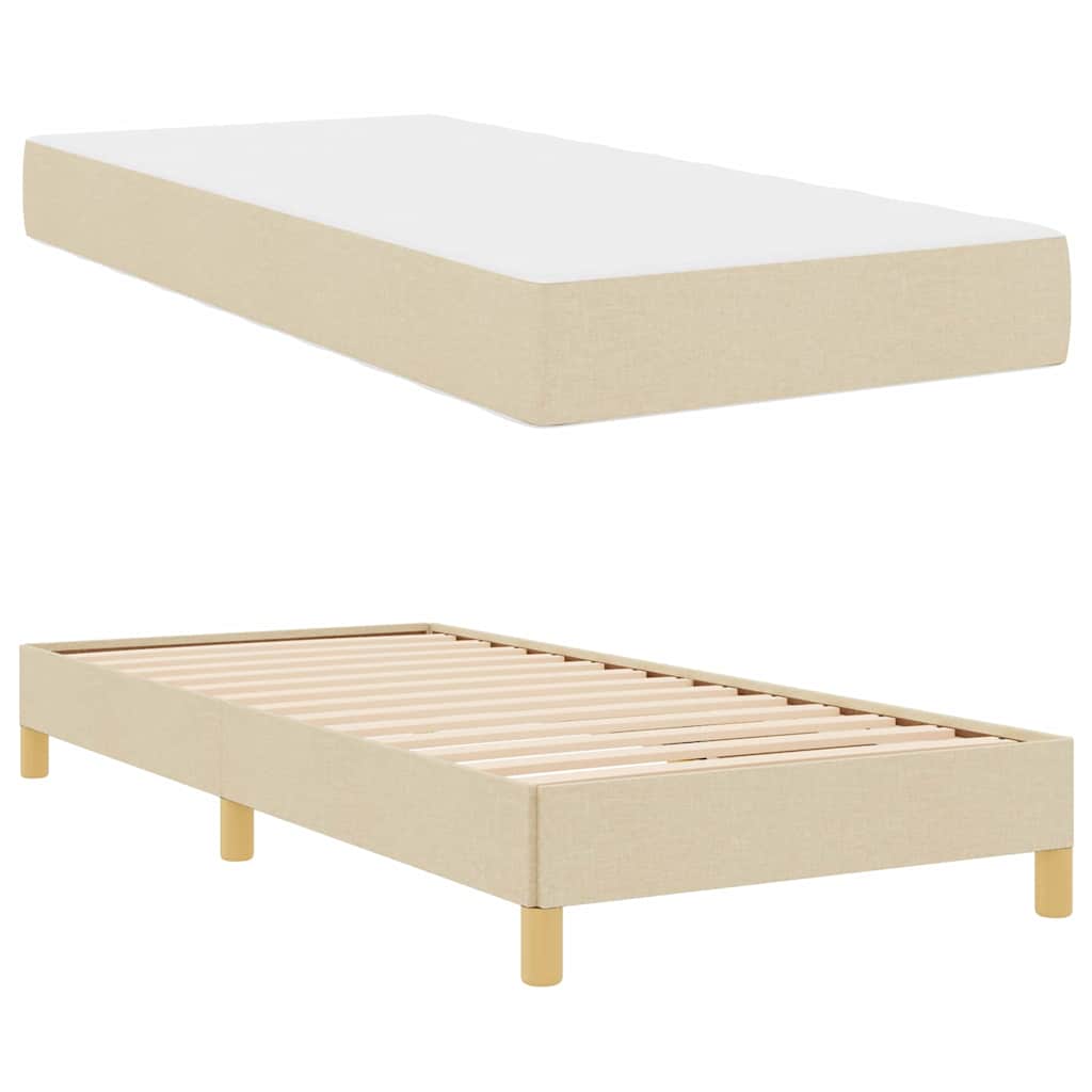 Boxspring bed Crème, Bruin 80 x 200 cm Stof, Engineered Hout