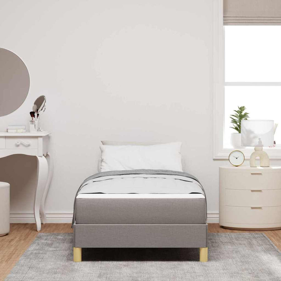 Boxspring bed Taupe, Bruin 90 x 190 cm Stof, Engineered Hout