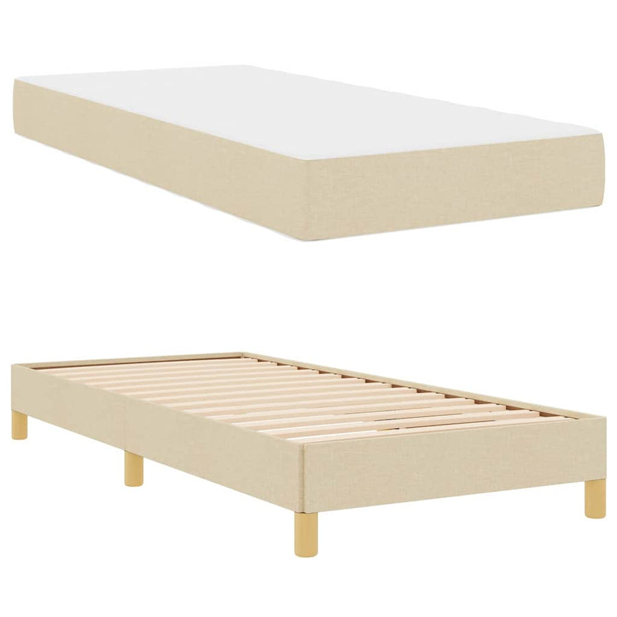 Boxspring bed Crème, Bruin 90 x 190 cm Stof, Engineered Hout