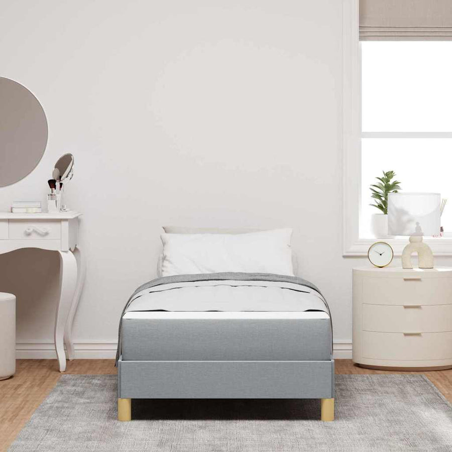 Boxspring bed Taupe, Bruin 90 x 200 cm Stof, Engineered Hout