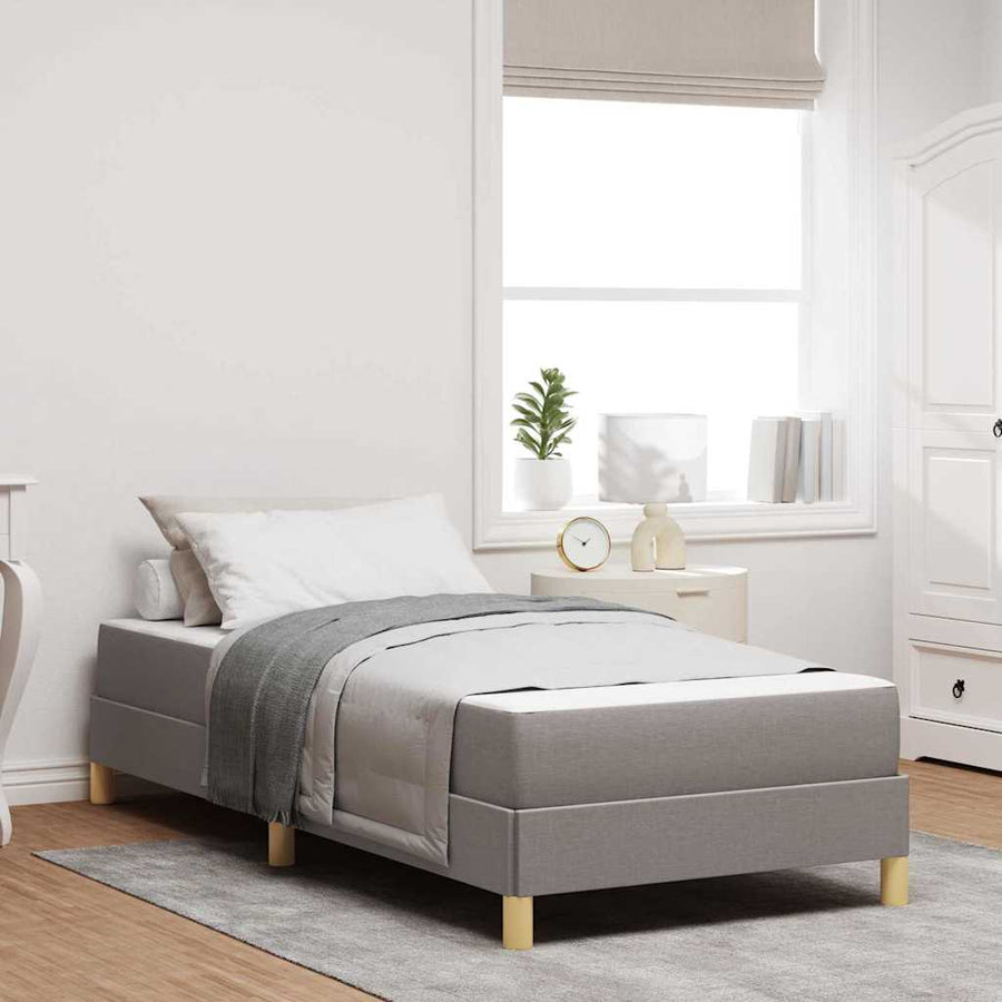 Boxspring bed Taupe, Bruin 90 x 200 cm Stof, Engineered Hout