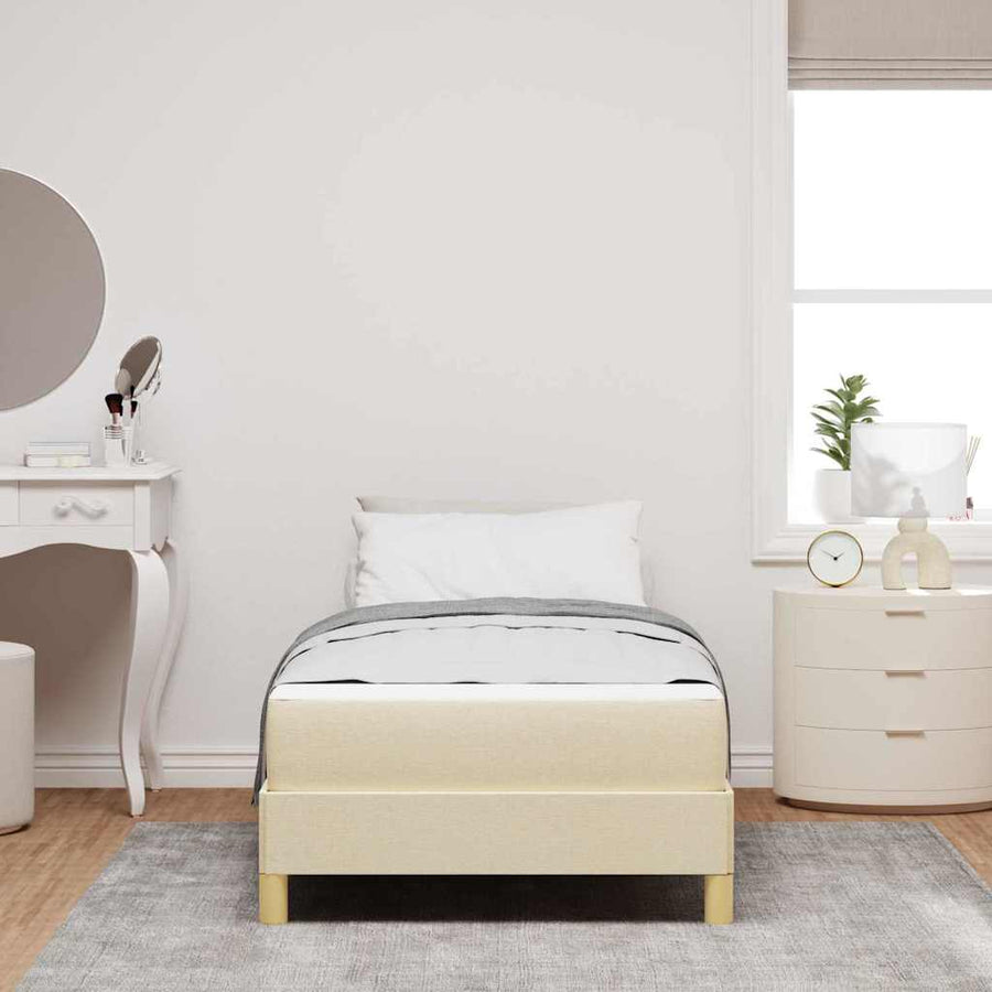 Boxspring bed Crème, Bruin 90 x 200 cm Stof, Engineered Hout