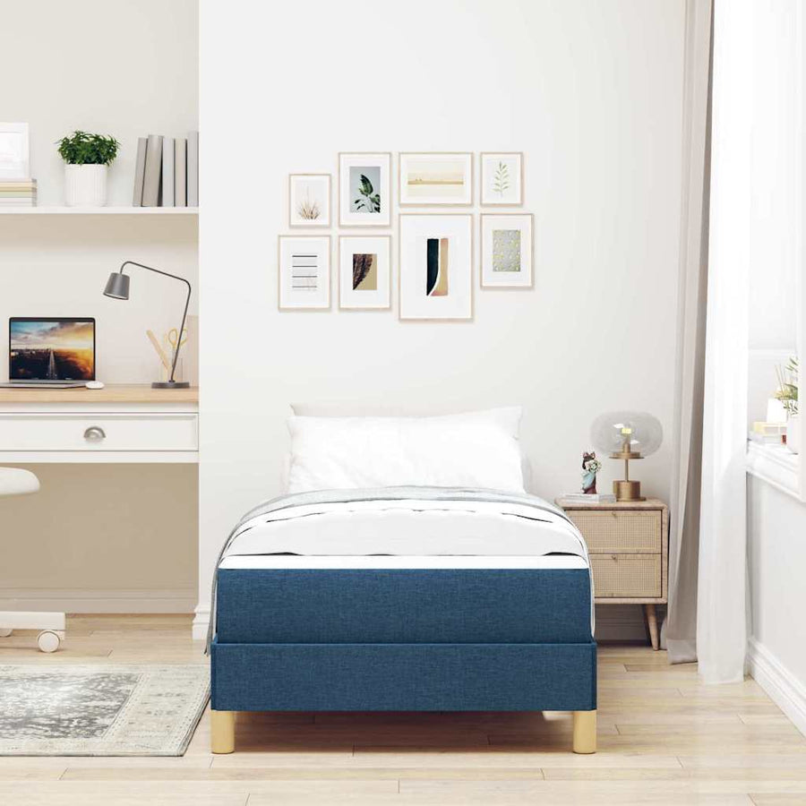 Boxspring bed Blauw, Wit 100 x 200 cm Schuim