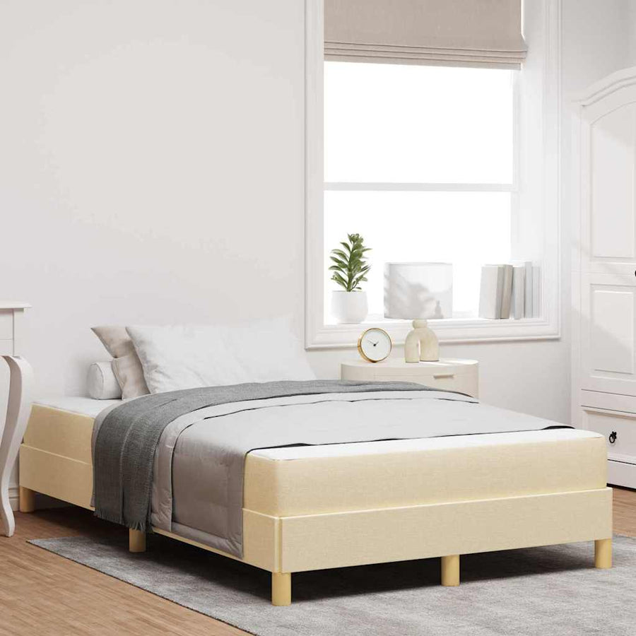 Boxspring bed Crème, Bruin 120 x 200 cm Stof, Engineered Hout