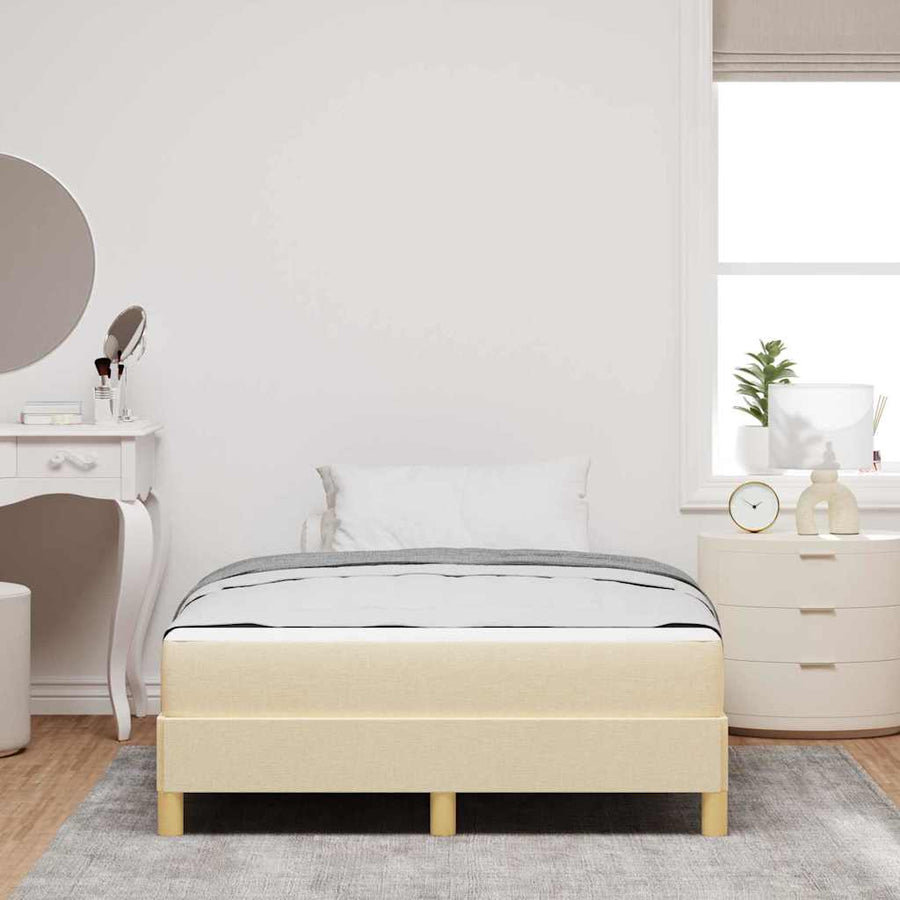 Boxspring bed Crème, Bruin 120 x 200 cm Stof, Engineered Hout