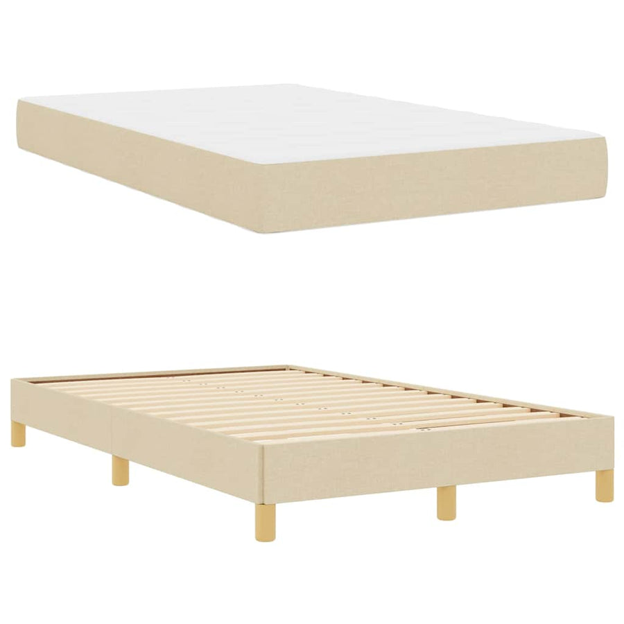 Boxspring bed Crème, Bruin 120 x 200 cm Stof, Engineered Hout