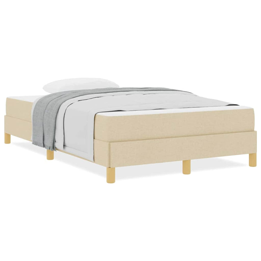 Boxspring bed Crème, Bruin 120 x 200 cm Stof, Engineered Hout