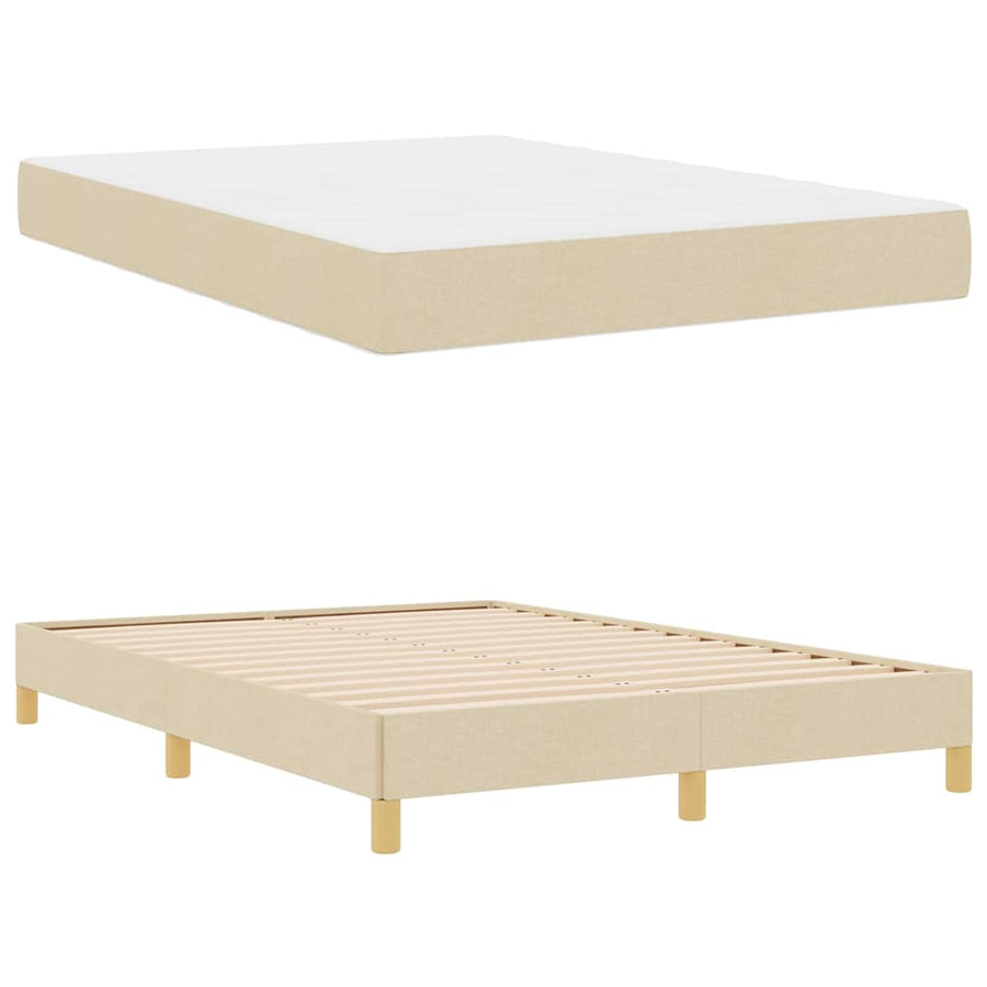Boxspring bed Crème, Bruin 140 x 190 cm Stof, Engineered Hout