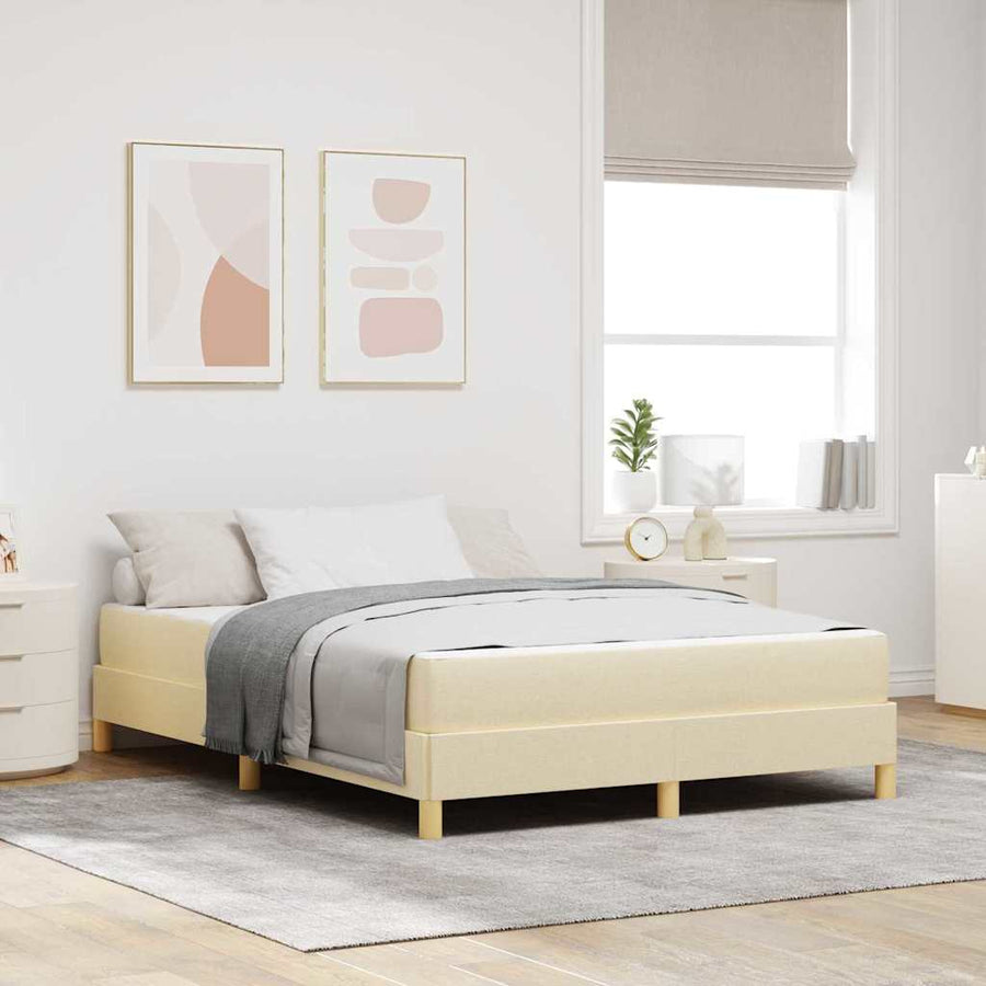Boxspring bed Crème, Bruin 160 x 200 cm Stof, Engineered Hout