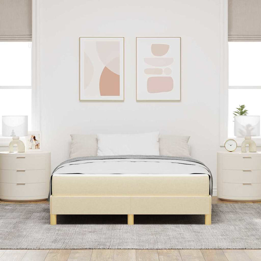 Boxspring bed Crème, Bruin 160 x 200 cm Stof, Engineered Hout