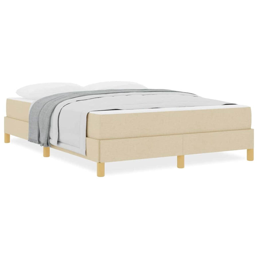 Boxspring bed Crème, Bruin 160 x 200 cm Stof, Engineered Hout
