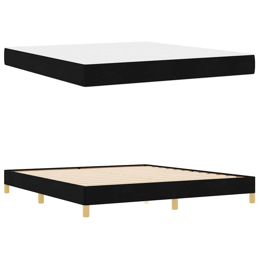 Boxspring bed Zwart, Bruin 180 x 200 cm Stof, Engineered Hout