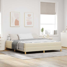 Boxspring bed Crème, Bruin 180 x 200 cm Stof, Engineered Hout