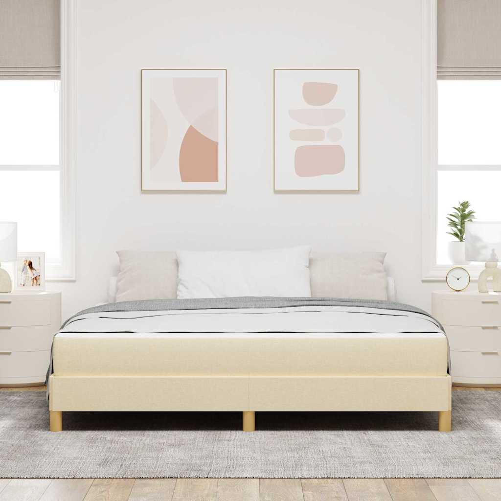 Boxspring bed Crème, Bruin 180 x 200 cm Stof, Engineered Hout