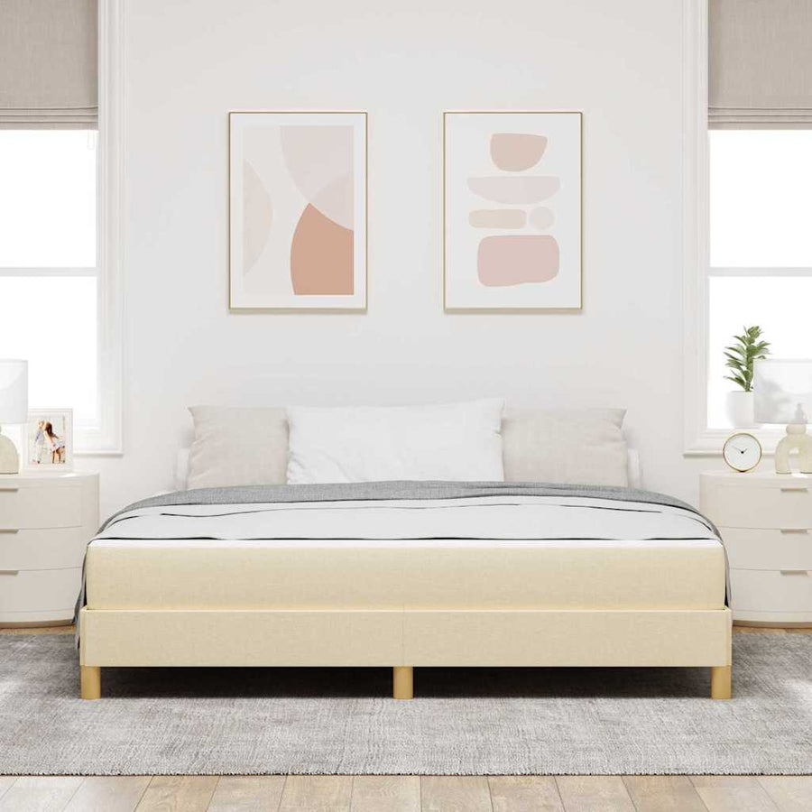 Boxspring bed Crème, Bruin 180 x 200 cm Stof, Engineered Hout