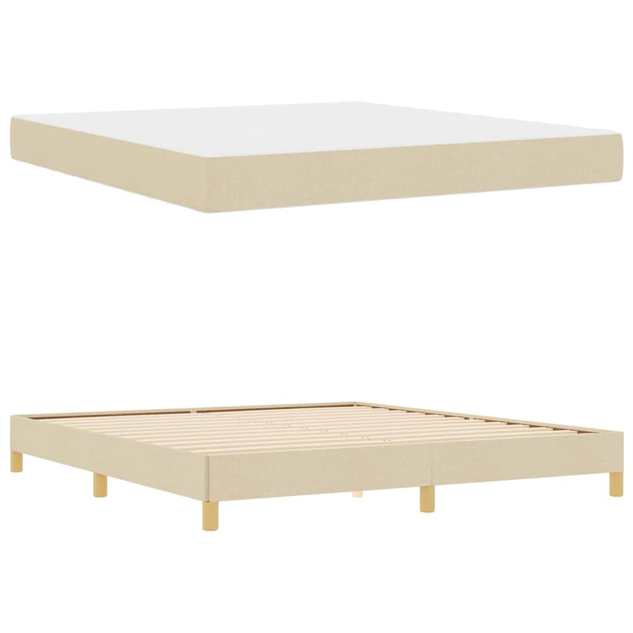 Boxspring bed Crème, Bruin 180 x 200 cm Stof, Engineered Hout