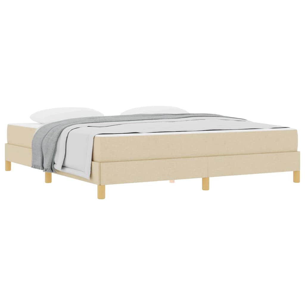 Boxspring bed Crème, Bruin 180 x 200 cm Stof, Engineered Hout