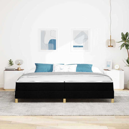 Boxspring bed Zwart, Bruin 200 x 200 cm Stof, Engineered Hout
